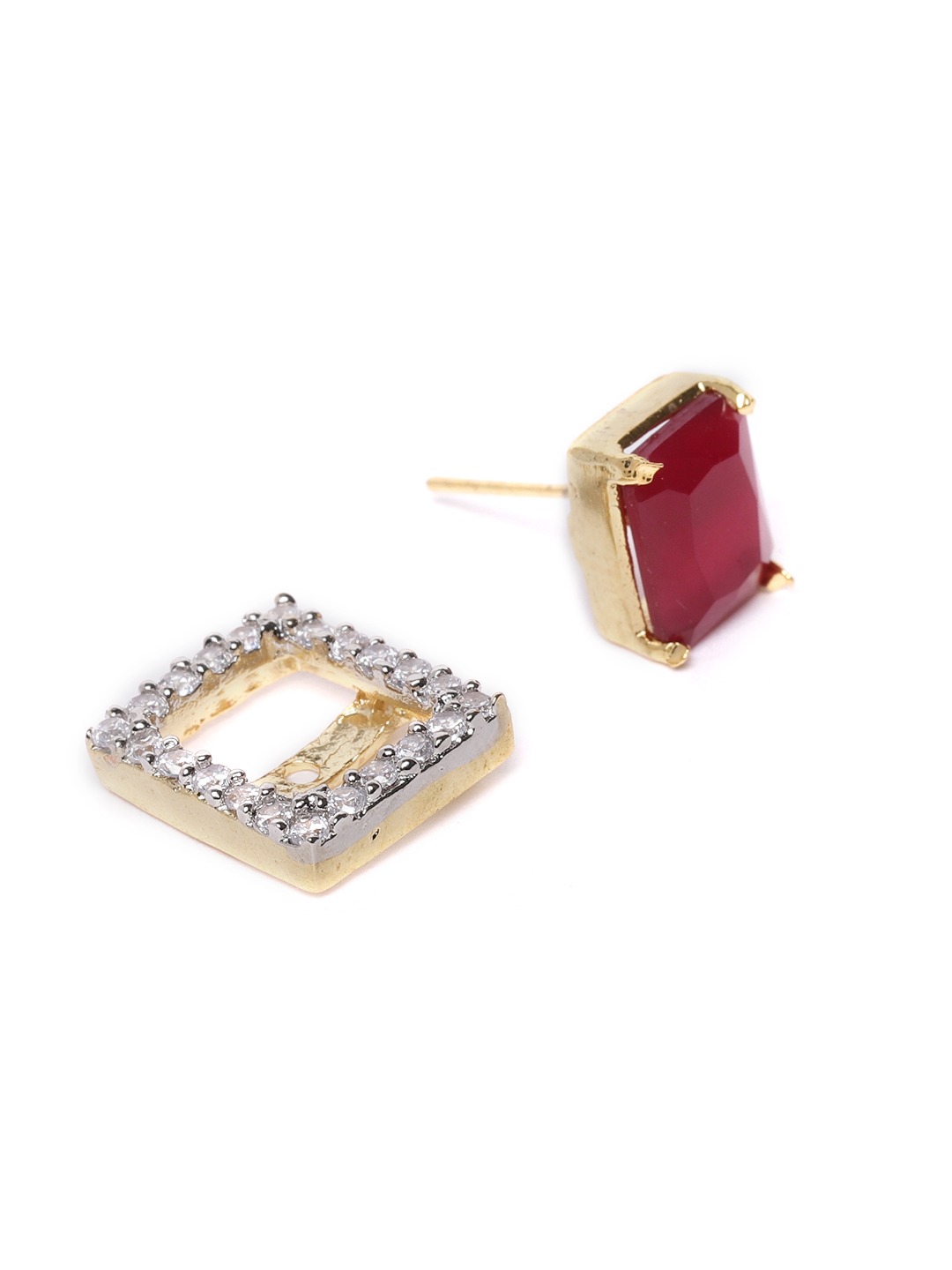 YouBella American Diamond Jewellery Multi-Color Interchangeable Triangular Shaped Earrings for Girls and Women : Best Rakhi Gift Jewellery (6 in 1 Rectangle)